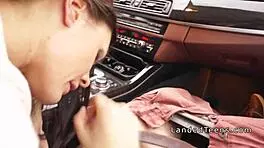 Big tittied babe takes full anal pounding in moving car