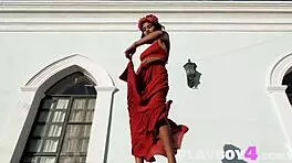 Angel Constance flaunts ripped clothes petite body