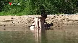 skinny redhead beach voyeur fuck on river coast public quickie