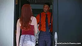 Sex-crazed redhead teen devours massive black cock 😈