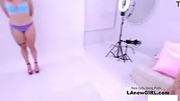 lesbian stylist seduces straight girl on sofa pov