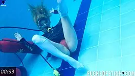 Horny SKINNY SLUT Ashlee Rose in Wet UNDERWATER DRESS Tease