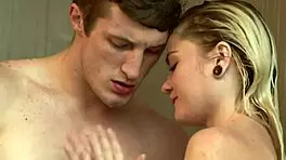 y blonde teen handles big cock shower handjob to facial blast 🚿💦