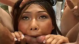veronica lynn's small asian teen group blowjob facial