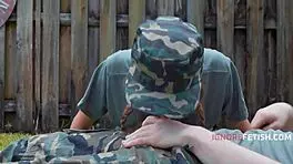 horny military bikini teens ride big tits in boot camp threesome frenzy