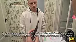 russian shopaholic fucked by debt collector in front of hubby