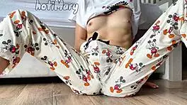 this petite 18+ cutie in pajamas fingers to squirting bliss