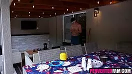 Young blonde couple enjoys outdoor sex on fourth of july