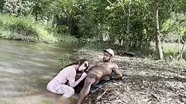 curly blonde takes huge bbc outdoors in lingerie 😏