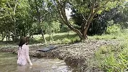 curly blonde takes huge bbc outdoors in lingerie 😏