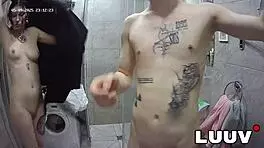 luuv this webcam couple's STEAMY shower FLASH turning into wild exhibitionist fuck!