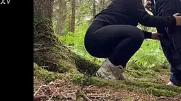 chubby whore teases with quick forest suck anal and gaping