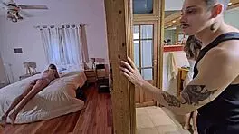 Double teaming petite brunette with intense doggystyle and cowgirl action