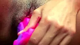 curly haired latina teen with huge pussy squirts hard on monster vibrator