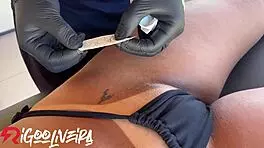 Blonde Pays Tattoo With Tight Pussy Action