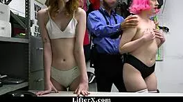 pervert mall cop punishes shoplifting teen with hardcore bent over doggystyle domination