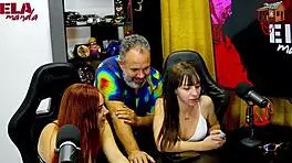 Gih Spanic Bends Redhead Cowgirl Over Podcast Table Exposing Pink Asshole