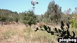 Stunning Blonde Milf Jennifer Love Strips Lingerie Outdoors