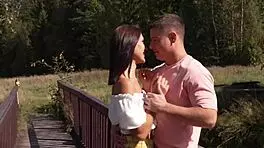 Bridge of Lovers Drops Panties for Sensual Bent Over Fuck