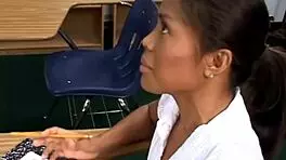 Young Asian Babe Deepthroats Cock with Ball Licking