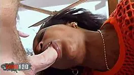 French Ebony Shania Loves Intense Interracial Pounding from Terry on Bed