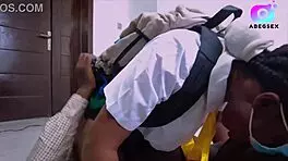 Heart pounding as horny babe pays teachers with her wet pussy craving their cocks desperately