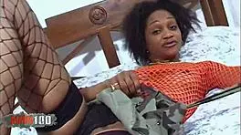 French Ebony Shania Loves Intense Interracial Pounding from Terry on Bed