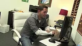 Kelly Klass strokes big cock with unshaved pussy handjob cumshot