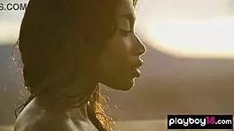 smoking hot ebony teen strips wildly on rooftop!