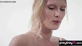 petite ukrainian blonde gerda rubia bares tiny tits in steamy workout striptease