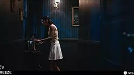 Frozen Coco Bae endures horny brunette's wild lesbian fuck frenzy