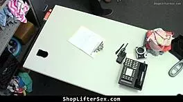 sarcastic redhead shoplifter stripped bent over and fucked hard