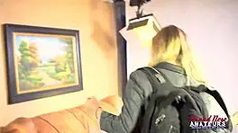 brunette autum and blonde alex share cock in sloppy threesome