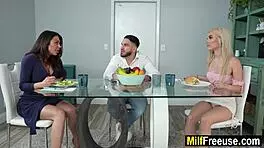 Milf and teen relentlessly used as fuck toys in threesome