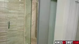 Peeping guy caught fucks brunette milf hard