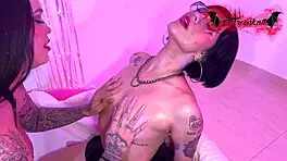 sluts grind pussies in bold lesbian oil bath frenzy