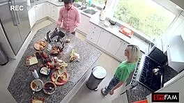 blonde babe begs for massive cock post dinner pounding