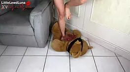 luna roughly dominates her teddy in plushie fetish