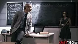 my kinky tattooed small tits get deepthroated by teacher