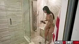 Peeping guy caught fucks brunette milf hard