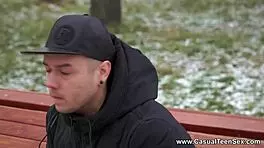 Casual teen hookup bell knock leads to deepthroat orgasms and cumshots