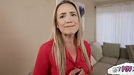 blonde milf rides nerdy guy to massive cumshot facial