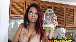 ohh petite latina with big tits fucked rough doggy by monster cock pov