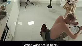 Milf Stuck in Dishwasher Bent Over for Rough Pussy Pounding Cum Covered