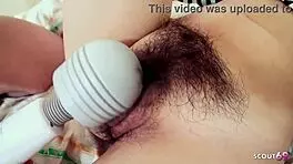 i came so hard from hitachi... then deep creampie in hairy pussy ughh