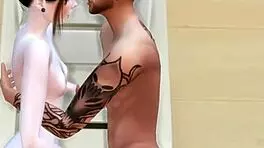 College couple plays interracial handjob game in sims 4