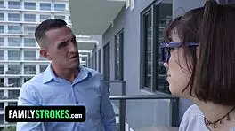 Two latinas fight over cock in rough threesome