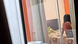 Colombian neighbor rides boyfriend in voyeur skirt upskirt action