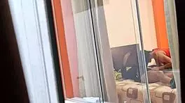 Colombian neighbor rides boyfriend in voyeur skirt upskirt action