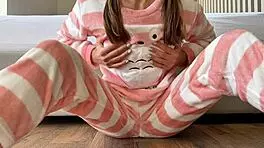 asian teen teases small tits and pussy to massive squirt climax